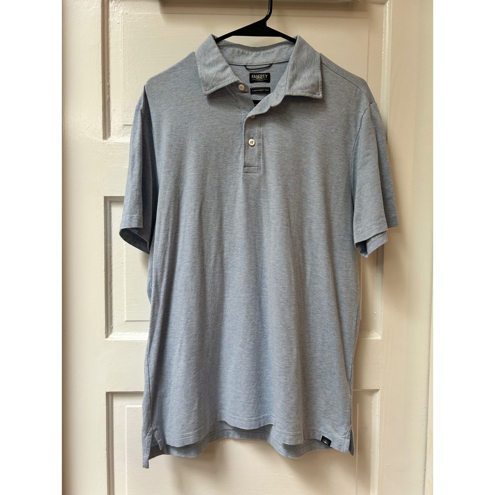Faherty The Movement Polo Shirt Light Blue Heather Large